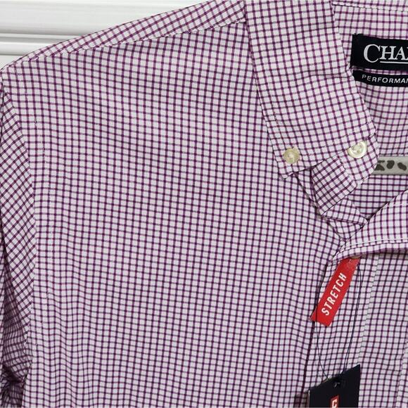 Chaps performance‎ purple and white plaid button down men's shirt size small new - Picture 2 of 5